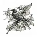 birds and clouds tattoo design idea