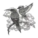 birds and clouds tattoo design idea