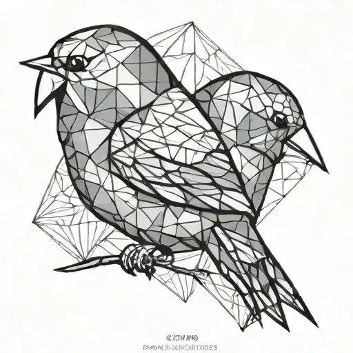 A simple origami lovebird tattoo design idea