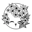 black cat with hydrangeas  tattoo design idea