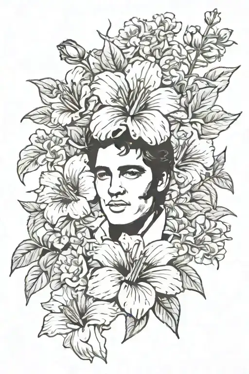 Elvis Presley flowers growing tattoo design idea