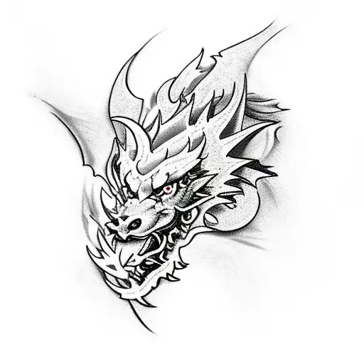 Dragon, wolf,chakras tattoo design idea