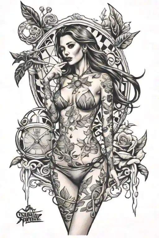 bikini babe tattoo design idea