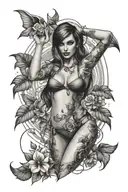 bikini babe tattoo design idea