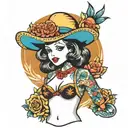 bikini babe tattoo design idea
