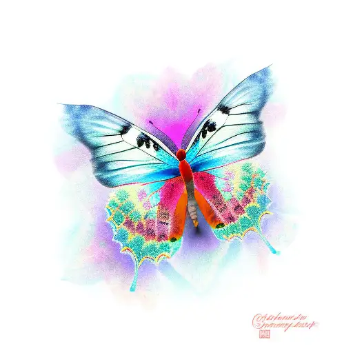 Butterfly, clover Cardinal tattoo design idea