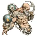 Atlas holding the universe  tattoo design idea