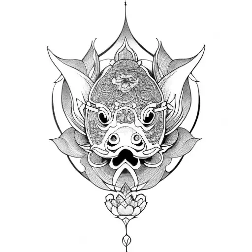 Koi Fish with Lotus Flower tattoo design idea