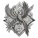phoenix and gray wolf tattoo design idea