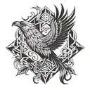 phoenix and gray wolf tattoo design idea