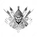 kazakh warrior tattoo design idea
