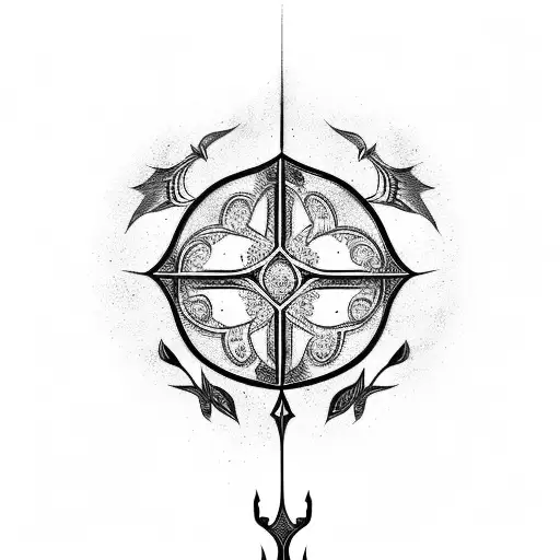 mirror with arabic text and dagger tattoo design idea