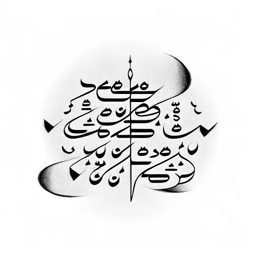mirror with arabic text and music tattoo design idea
