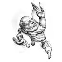 Sistine chapel but make one arm a baby and one an elderly arm  tattoo design idea