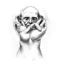 Sistine chapel but make one arm a baby and one an elderly arm  tattoo design idea