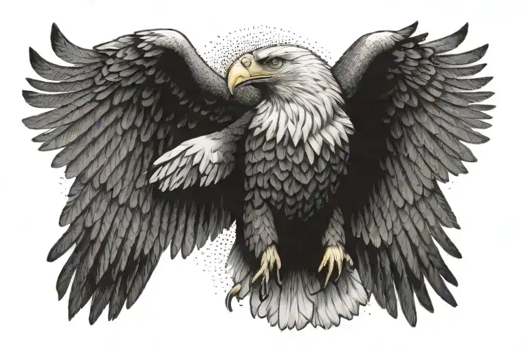 Symmetrical design of realistic eagle seen from the front flying with open wings tattoo design idea