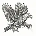 Symmetrical design of realistic eagle flying with wings opened tattoo design idea