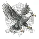 Symmetrical design of realistic eagle flying with wings opened tattoo design idea