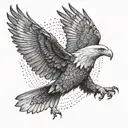 Symmetrical design of realistic eagle flying with wings opened tattoo design idea