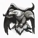 Symmetrical design of realistic eagle flying with wings spread tattoo design idea