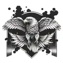 Symmetrical design of realistic eagle flying with wings spread tattoo design idea