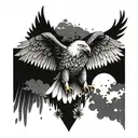 Symmetrical design of realistic eagle flying with wings spread tattoo design idea