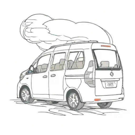 Very small MPV car got crashed on the road trip tattoo design idea