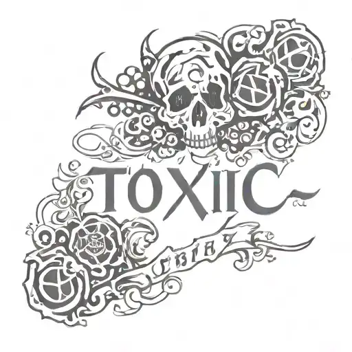 Sketch of a tattoo inscription "toxic + critic" tattoo design idea