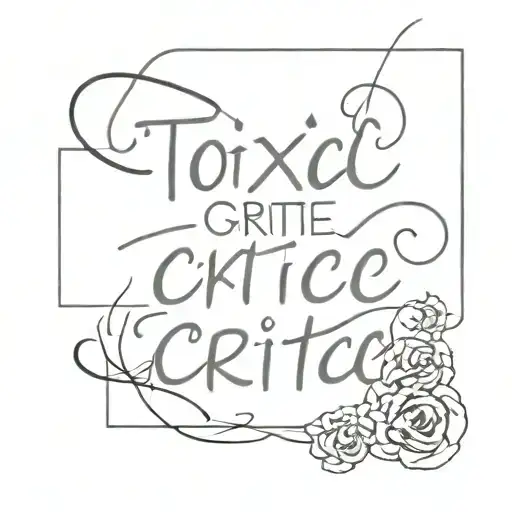 Sketch of a tattoo inscription "toxic + critic" tattoo design idea