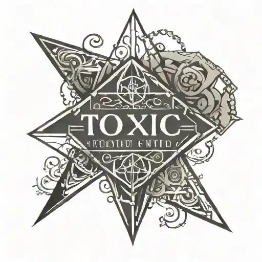 Sketch of a tattoo inscription "toxic + critic" tattoo design idea