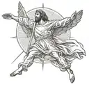 icarus falling from the sun as jesus is above him tattoo design idea