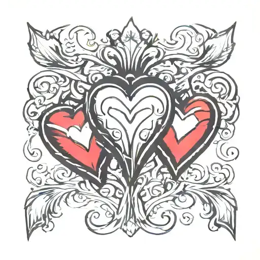 three hearts linked together tattoo design idea