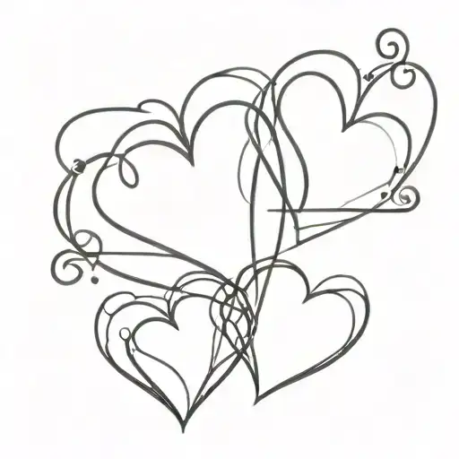 Three horiztonal hearts linked together tattoo design idea