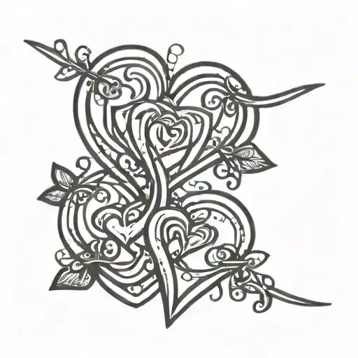 Three horiztonal hearts linked together tattoo design idea
