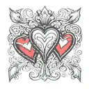 three hearts linked together tattoo design idea