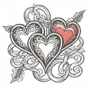 three hearts linked together tattoo design idea