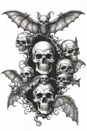 bats and skulls tattoo design idea