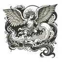 biblical storm with angles falling angel  tattoo design idea