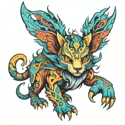 A mystical creature inspired by wild animals and nature tattoo design idea