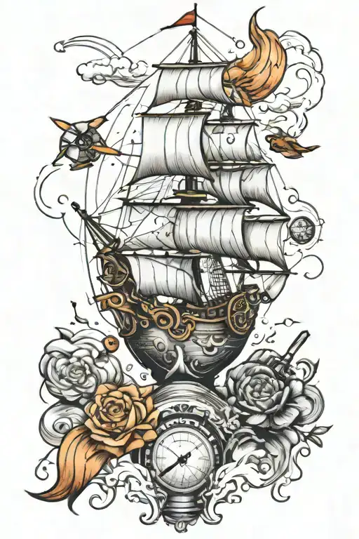 galleon to spaceflight history inspired tattoo tattoo design idea
