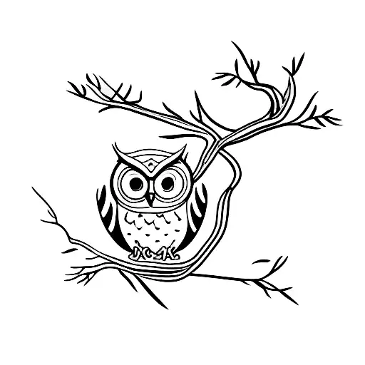 branch shape like an owl tattoo design idea
