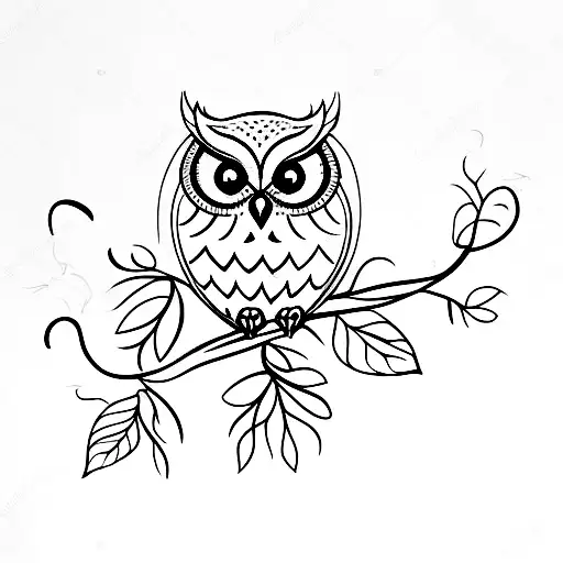 owl shadow in branch tattoo design idea