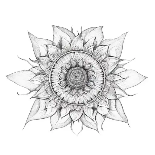 Sunflower bee mandala tattoo design idea