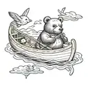 bear duck canoe floating tattoo design idea