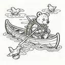 bear duck canoe floating tattoo design idea
