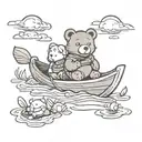 bear duck canoe floating tattoo design idea