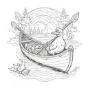 duck and bear in a canoe tattoo design idea