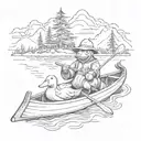duck and bear in a canoe tattoo design idea