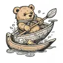 bear and duck canoe floating tattoo design idea