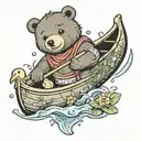 bear and duck canoe floating tattoo design idea